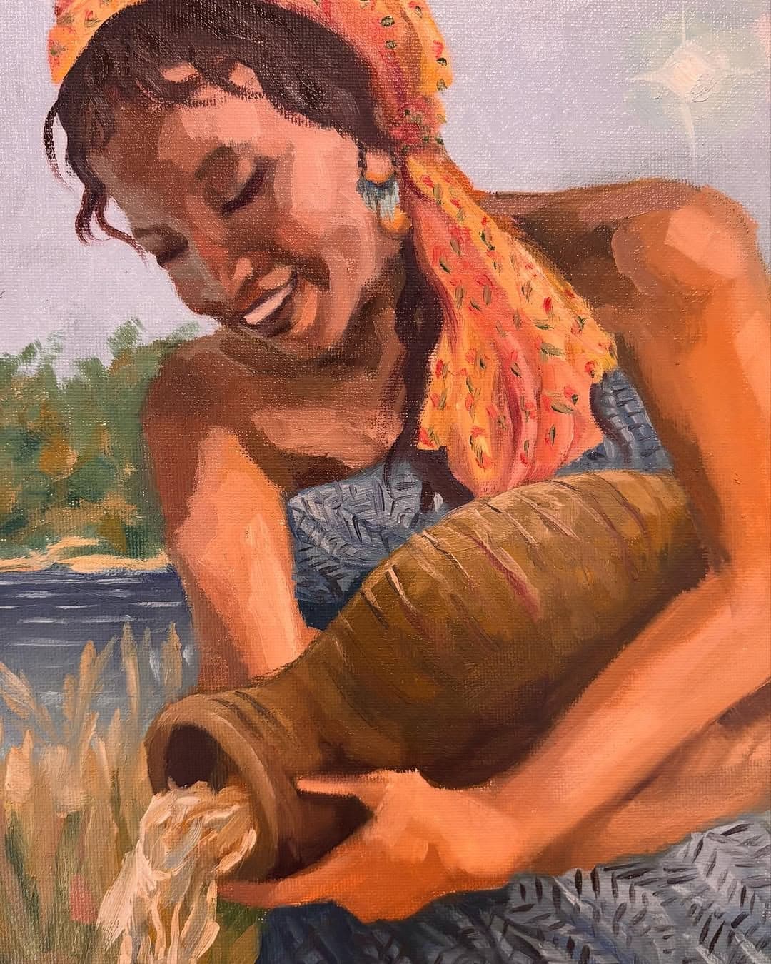 Worshipping the Living Water — original painting by Ella Wright